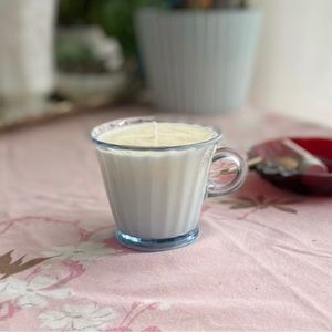 Scented Citrus Coast Soy Candle Vintage Pillar Flute Imperial Glass Tea Cup